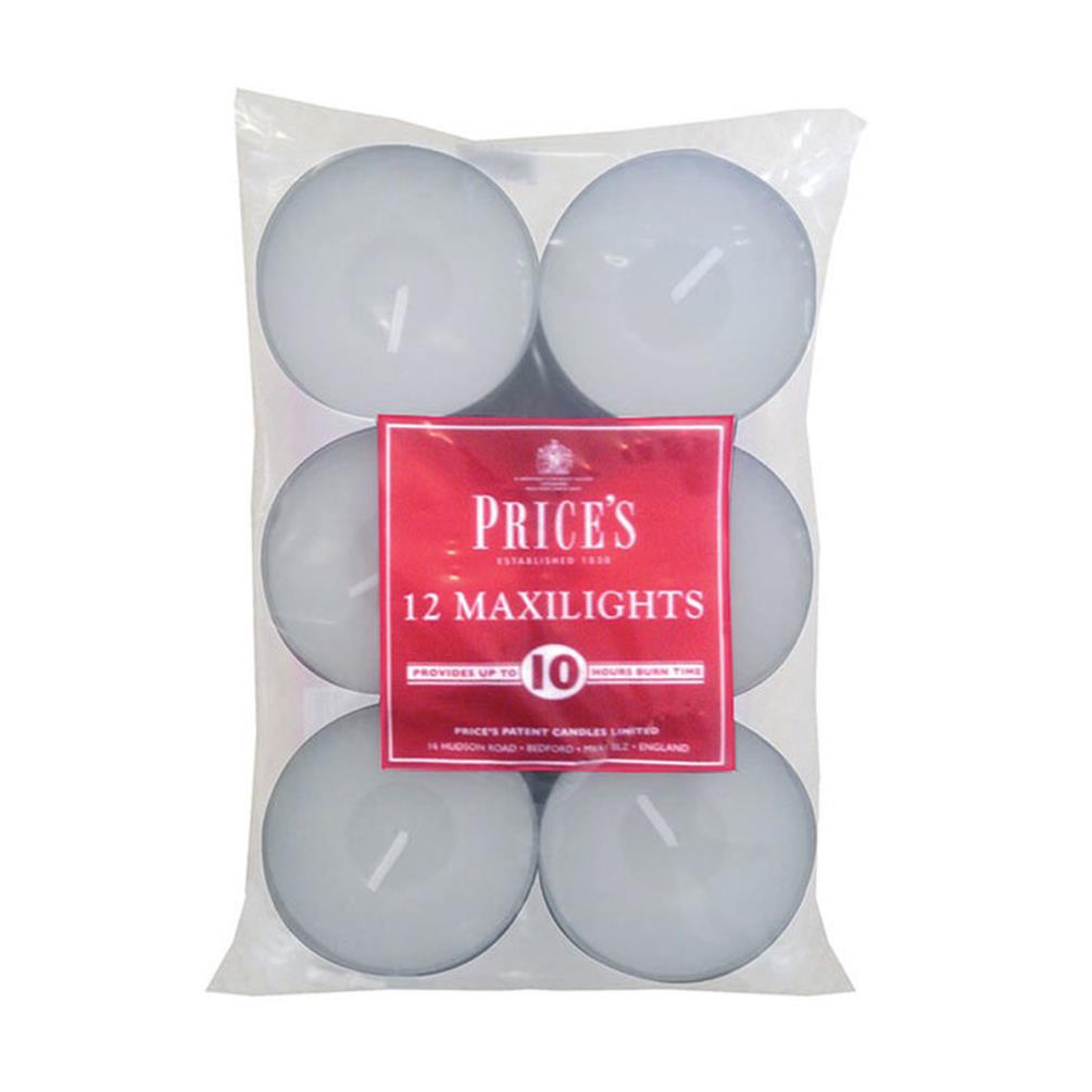 Price's White Unscented Maxi Tealights (Pack of 12) £5.80
